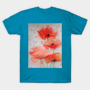 Red Poppy Watercolor Painting T-Shirt